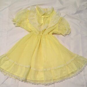 VTG Short Stuff Full Circle Ruffle Pageant Lace Yellow Party Dress Size 5 USA  H